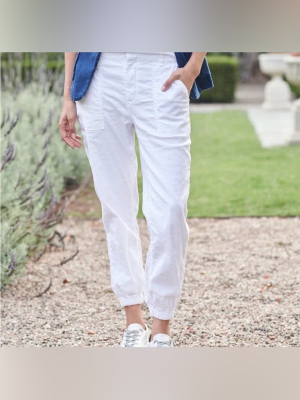 Frank & Eileen Jameson Italian Performance Linen Utility Joggers White 2